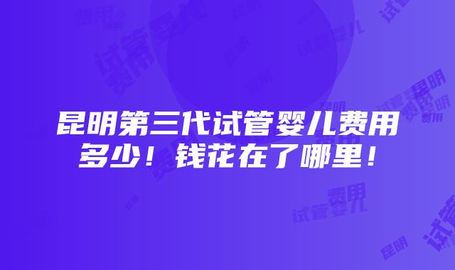 昆明第三代试管婴儿费用多少！钱花在了哪里！