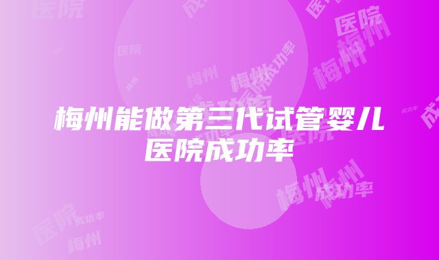 梅州能做第三代试管婴儿医院成功率