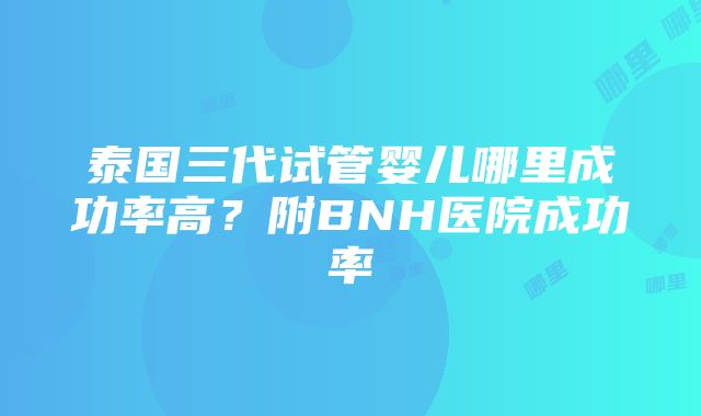 泰国三代试管婴儿哪里成功率高？附BNH医院成功率