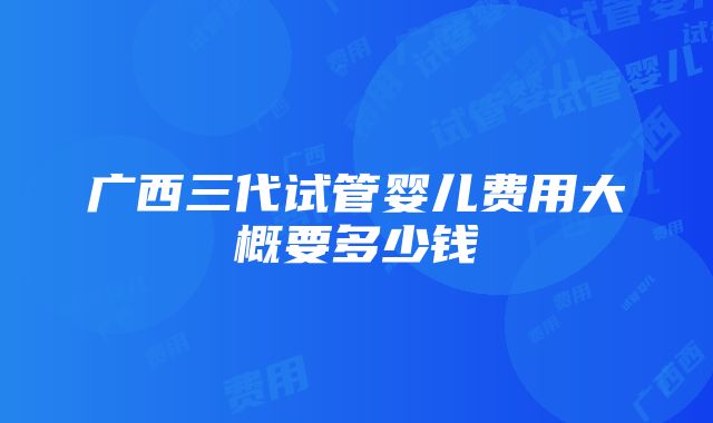 广西三代试管婴儿费用大概要多少钱