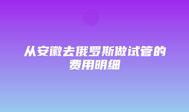 从安徽去俄罗斯做试管的费用明细