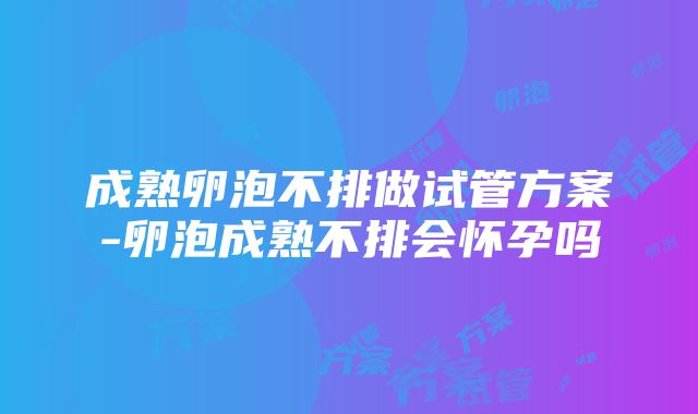 成熟卵泡不排做试管方案-卵泡成熟不排会怀孕吗