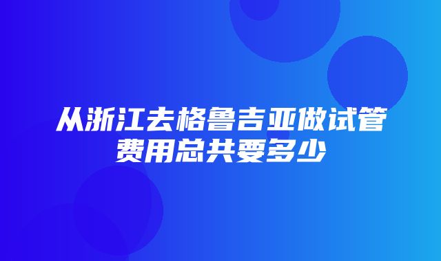 从浙江去格鲁吉亚做试管费用总共要多少