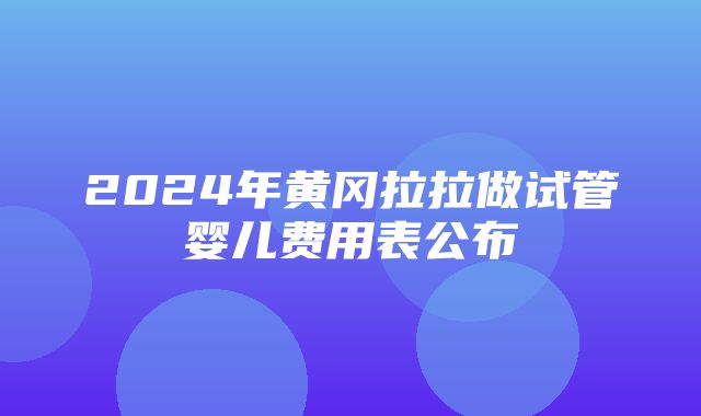 2024年黄冈拉拉做试管婴儿费用表公布