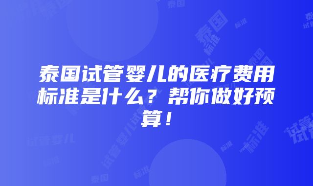 泰国试管婴儿的医疗费用标准是什么？帮你做好预算！