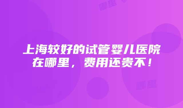 上海较好的试管婴儿医院在哪里，费用还贵不！