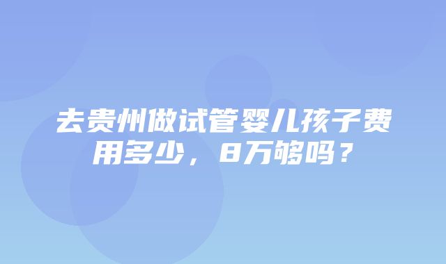 去贵州做试管婴儿孩子费用多少，8万够吗？