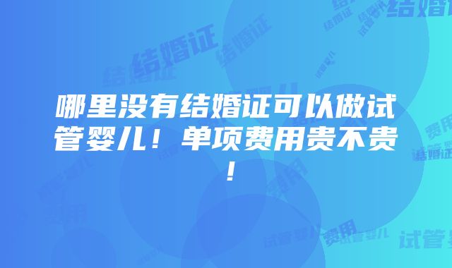 哪里没有结婚证可以做试管婴儿！单项费用贵不贵！