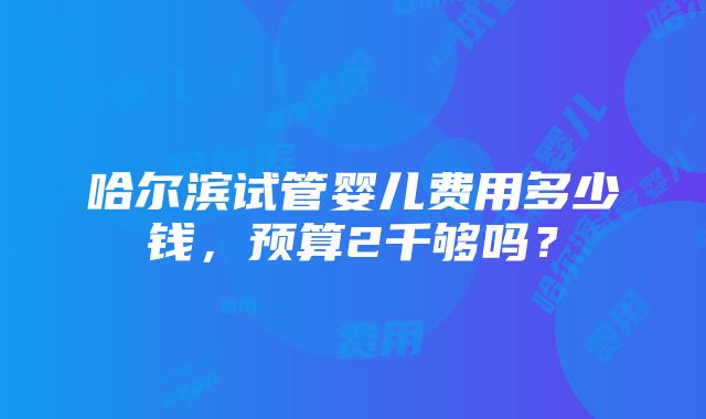 哈尔滨试管婴儿费用多少钱，预算2千够吗？