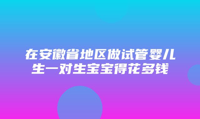 在安徽省地区做试管婴儿生一对生宝宝得花多钱