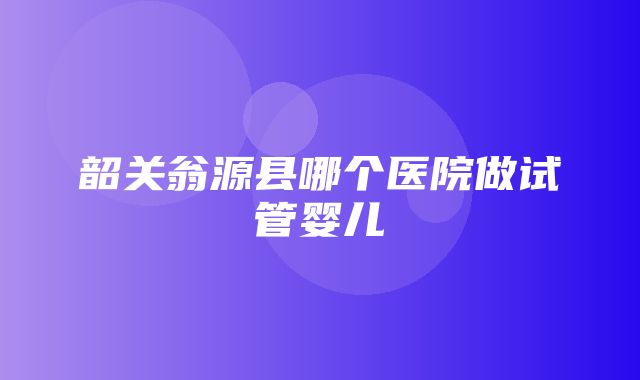 韶关翁源县哪个医院做试管婴儿