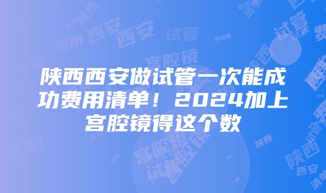 陕西西安做试管一次能成功费用清单！2024加上宫腔镜得这个数