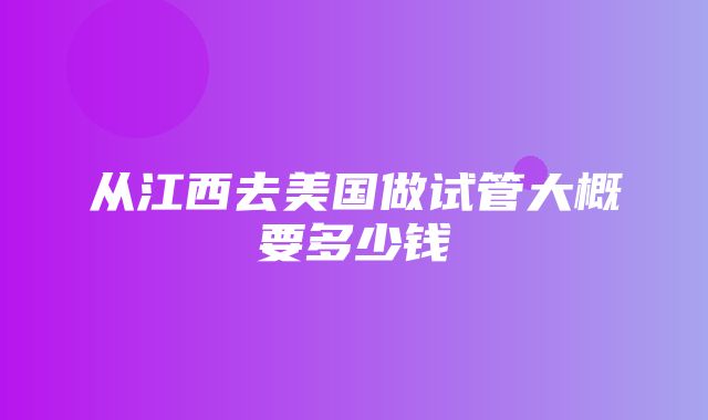 从江西去美国做试管大概要多少钱