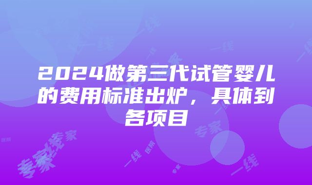 2024做第三代试管婴儿的费用标准出炉，具体到各项目