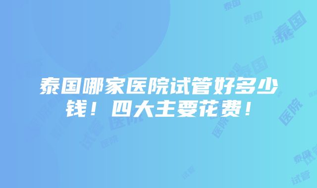 泰国哪家医院试管好多少钱！四大主要花费！