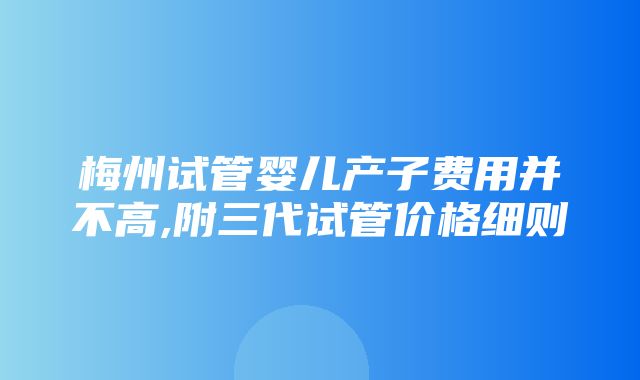 梅州试管婴儿产子费用并不高,附三代试管价格细则