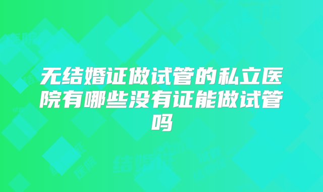 无结婚证做试管的私立医院有哪些没有证能做试管吗