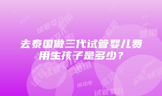 去泰国做三代试管婴儿费用生孩子是多少？