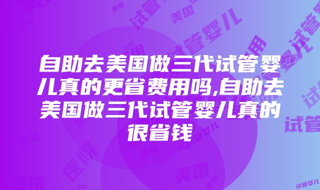 自助去美国做三代试管婴儿真的更省费用吗,自助去美国做三代试管婴儿真的很省钱