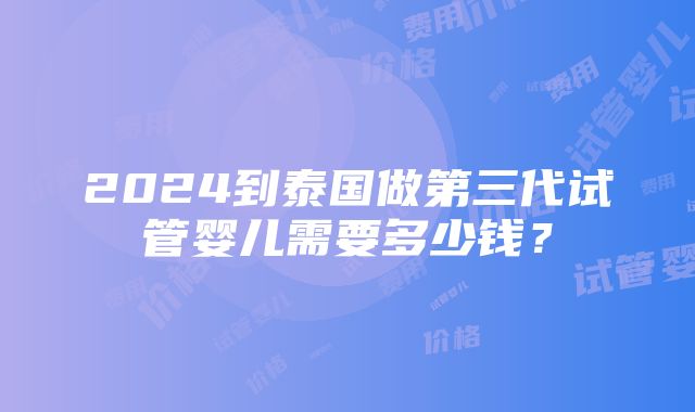 2024到泰国做第三代试管婴儿需要多少钱？