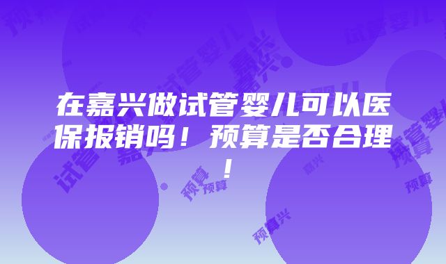 在嘉兴做试管婴儿可以医保报销吗！预算是否合理！