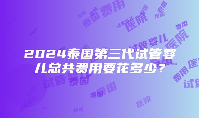 2024泰国第三代试管婴儿总共费用要花多少？