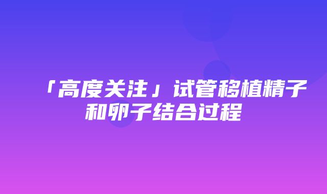 「高度关注」试管移植精子和卵子结合过程