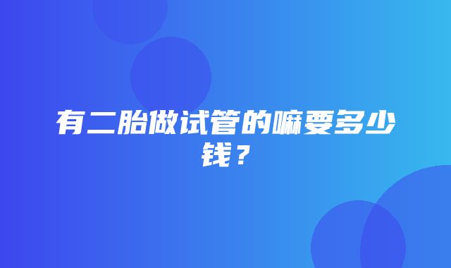 有二胎做试管的嘛要多少钱？