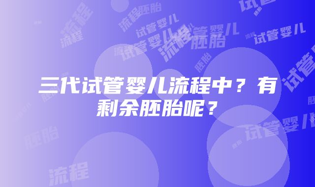 三代试管婴儿流程中？有剩余胚胎呢？