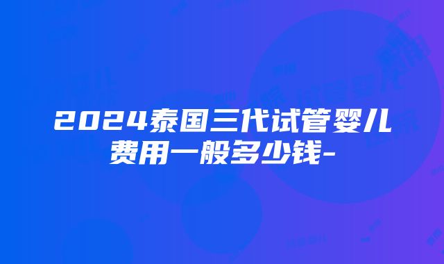 2024泰国三代试管婴儿费用一般多少钱-