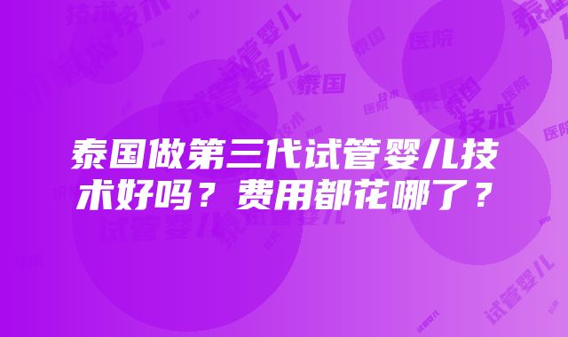 泰国做第三代试管婴儿技术好吗？费用都花哪了？