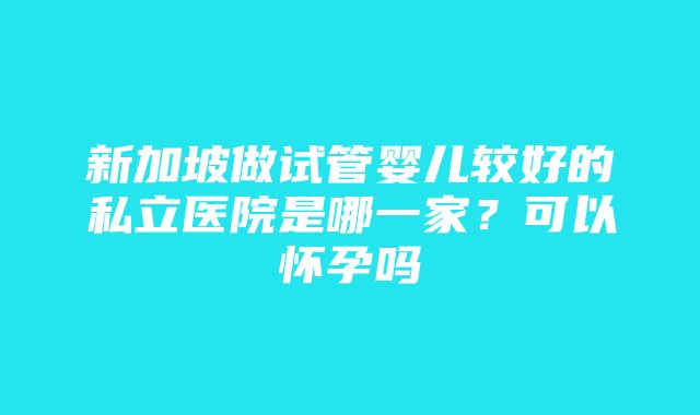 新加坡做试管婴儿较好的私立医院是哪一家？可以怀孕吗