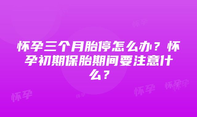 怀孕三个月胎停怎么办？怀孕初期保胎期间要注意什么？