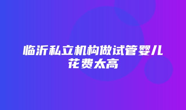 临沂私立机构做试管婴儿花费太高