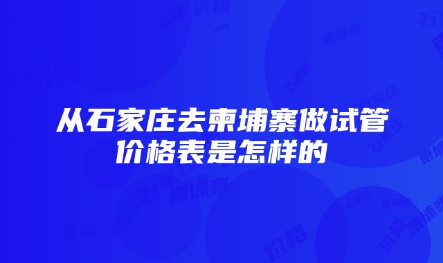 从石家庄去柬埔寨做试管价格表是怎样的