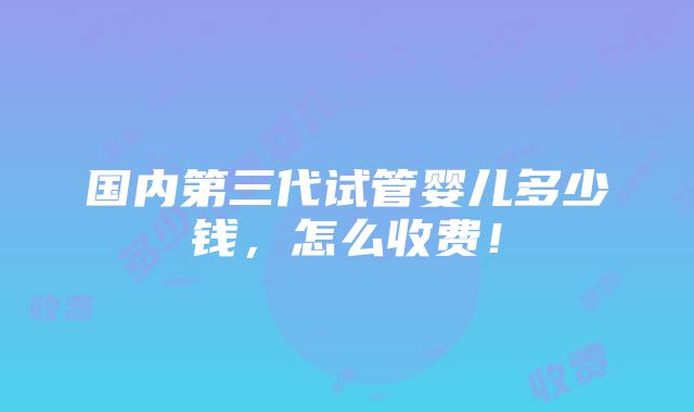 国内第三代试管婴儿多少钱，怎么收费！