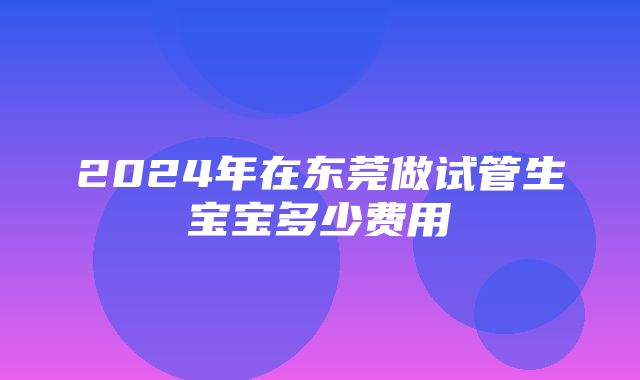 2024年在东莞做试管生宝宝多少费用