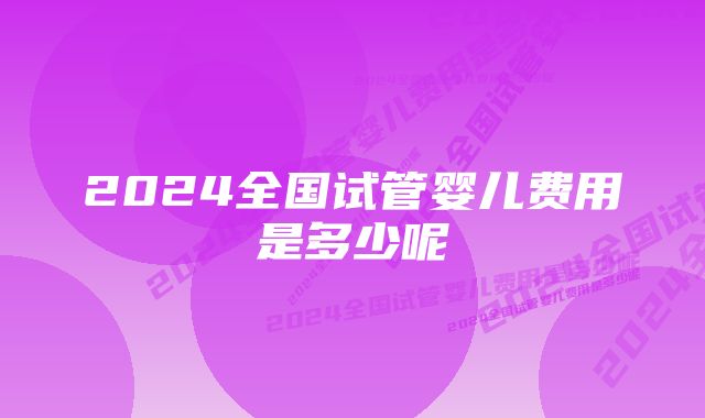 2024全国试管婴儿费用是多少呢