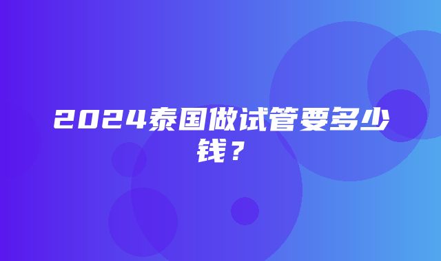 2024泰国做试管要多少钱？