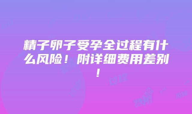 精子卵子受孕全过程有什么风险！附详细费用差别！