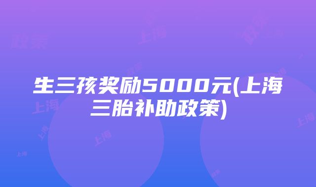 生三孩奖励5000元(上海三胎补助政策)