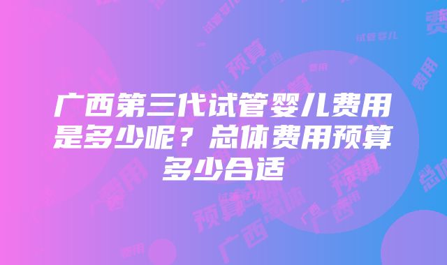 广西第三代试管婴儿费用是多少呢？总体费用预算多少合适