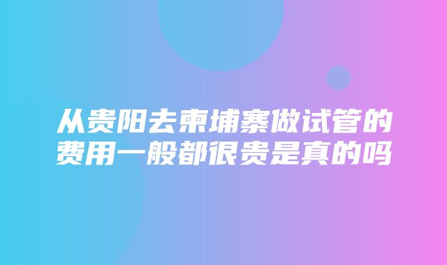 从贵阳去柬埔寨做试管的费用一般都很贵是真的吗