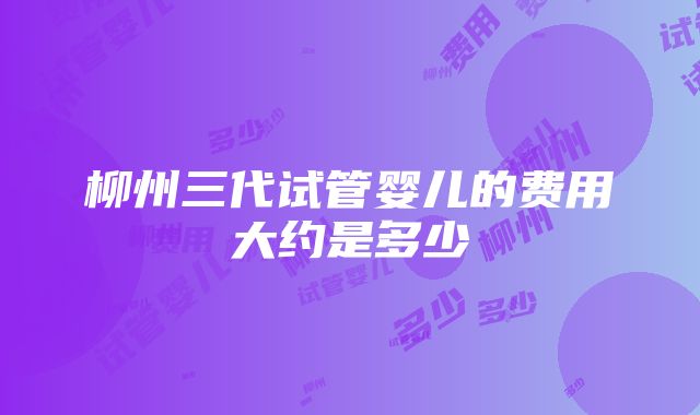 柳州三代试管婴儿的费用大约是多少