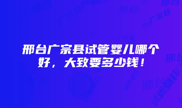 邢台广宗县试管婴儿哪个好，大致要多少钱！