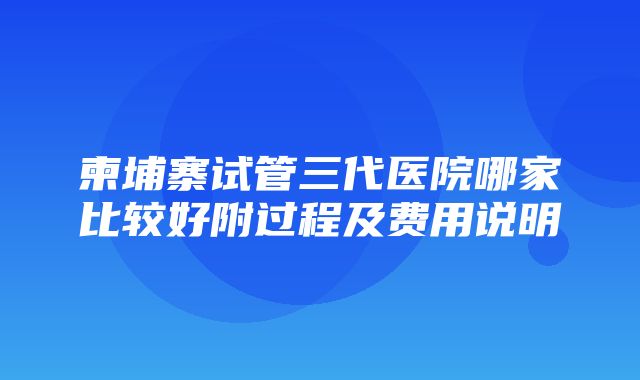 柬埔寨试管三代医院哪家比较好附过程及费用说明