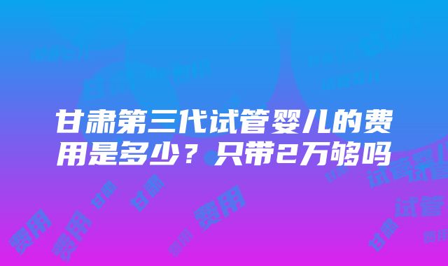 甘肃第三代试管婴儿的费用是多少？只带2万够吗