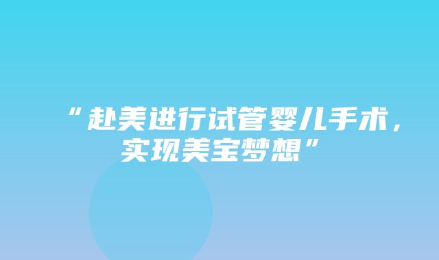 “赴美进行试管婴儿手术，实现美宝梦想”