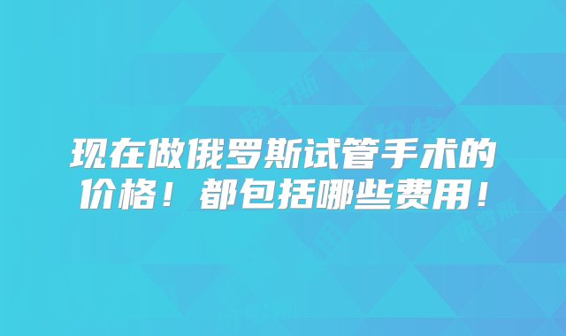 现在做俄罗斯试管手术的价格！都包括哪些费用！