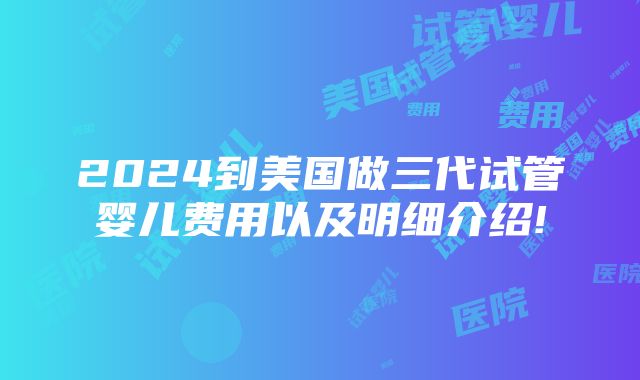 2024到美国做三代试管婴儿费用以及明细介绍!